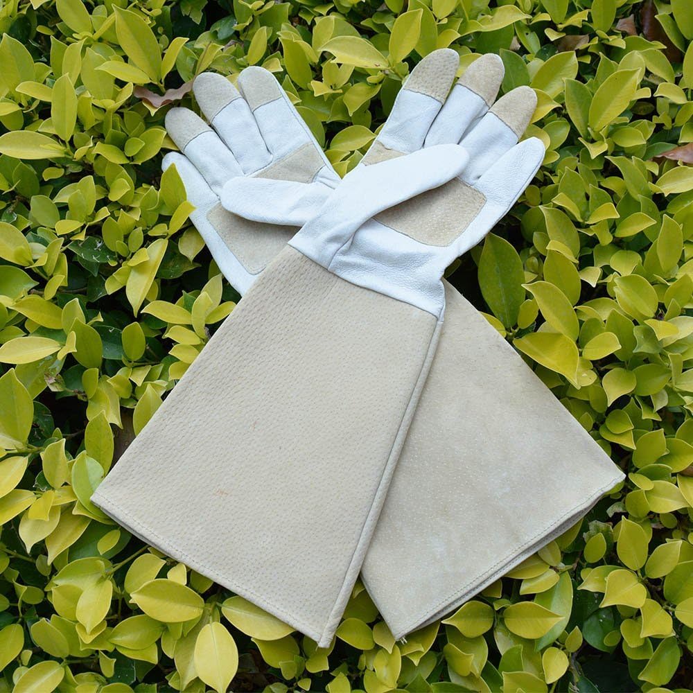Pruning Gloves Long for Men & Women, Pigskin Leather Rose Gardening Gloves- Breathable & Durability Gauntlet Gloves Medium : Garden & Outdoor