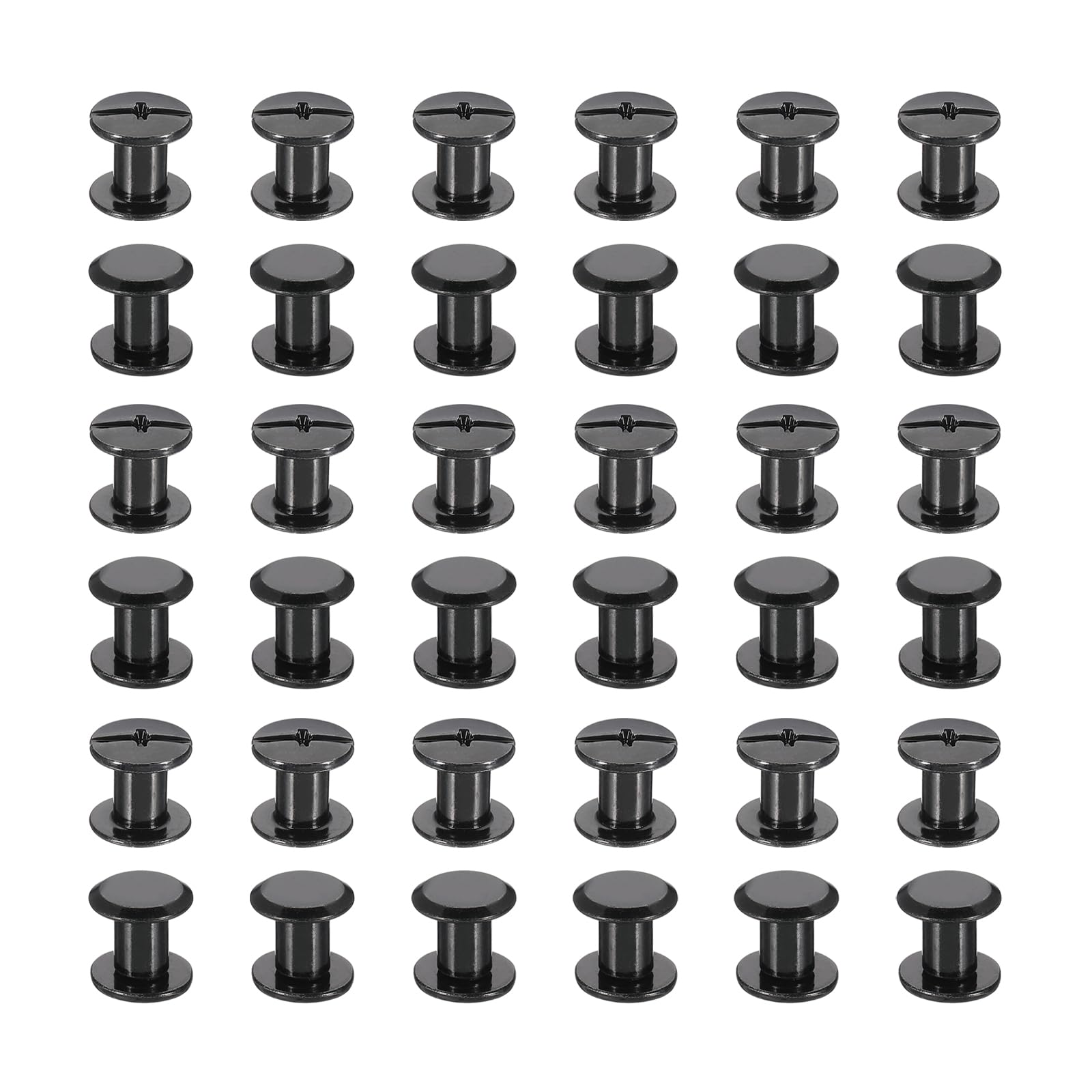 PATIKIL 50 Sets Chicago Screws, 7mm l Chicago Screws Phillips Binding Post Screw Bolts Leather Rivets Fasteners Connectors for Leather Belt Scrapbook Photo Albums, Black
