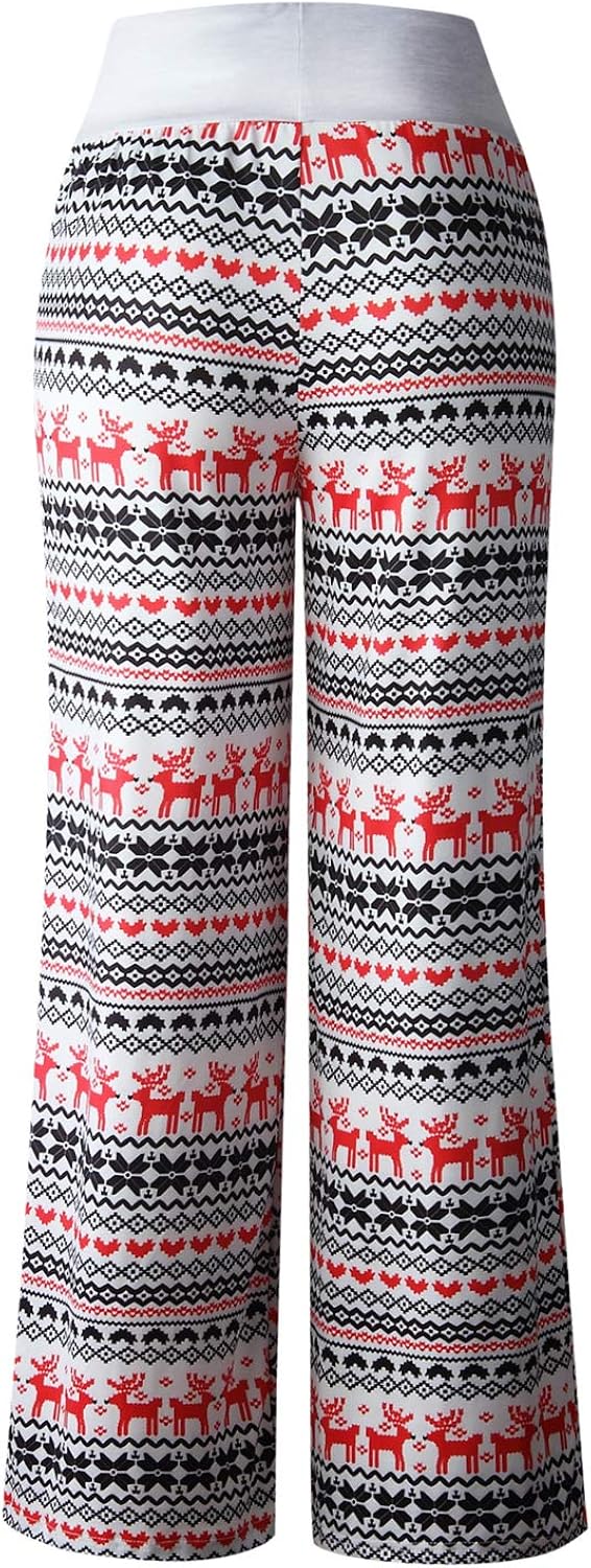 AMiERY Women's Comfy Casual Pajama Pants Floral Print Drawstring Palazzo Lounge Pants Wide Leg at  Women’s Clothing store