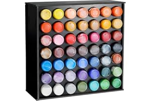 SANFURNEY 49 Holes Craft Paint Storage Organizer, Wall-Mounted Paint Holder for 2oz Acrylic Painting, Vertical Paint Rack Stand for Apple Barrel, Folkart -2oz Craft Paints, Black