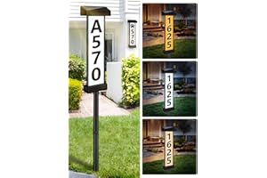 DBF Solar Address Sign, Dual-Sided House Numbers for Outside Waterproof, 3 Colors LED Illuminated Solar Powered Address Plaque with Stakes, Outdoor House Number for Yard Street Home Garden