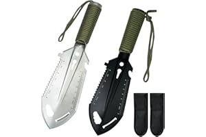 Tentogala 2 Pack Samll Survival Shovel, 9 in 1 Mini Camping Shovel, Ultralight Backpacking Trowel Shovel, Backpacking Gear fo