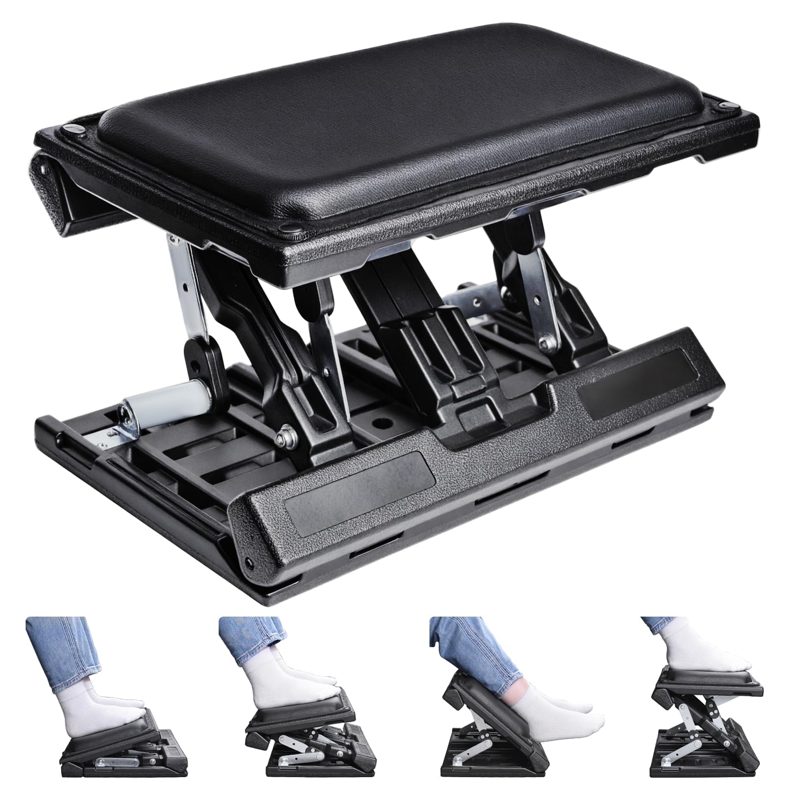 Photo 1 of Scalebeard Foot Rest for Under Desk at Work,Height Adjustable Infinite Angle Ergonomic Foldable Footrest for Office, Gaming,Computer, Removable Pad Desk Foot Stool with Massage Beads,for All Seasons