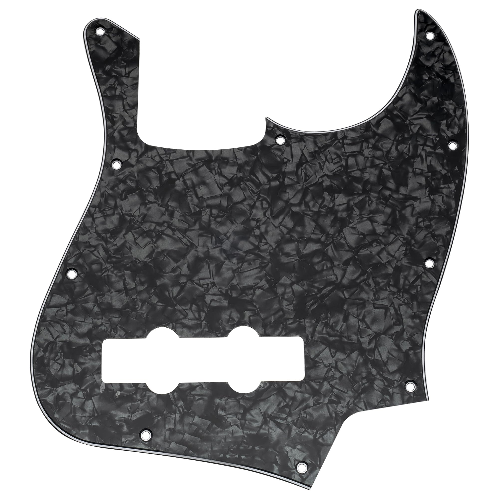 Musiclily 10 Hole J Bass Pickguard for Fender American/Mexican Made Standard Jazz Bass, 4Ply Black Pearl