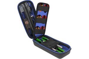 USA Gear Dart Case Holster - 3 Dart Case for Soft Tip Darts with Storage for Plastic Tips, 12 Flight Slots, Shafts & more Accessories - Locking Foam Design, Zippered Puncture Resistant Pocket (Blue)