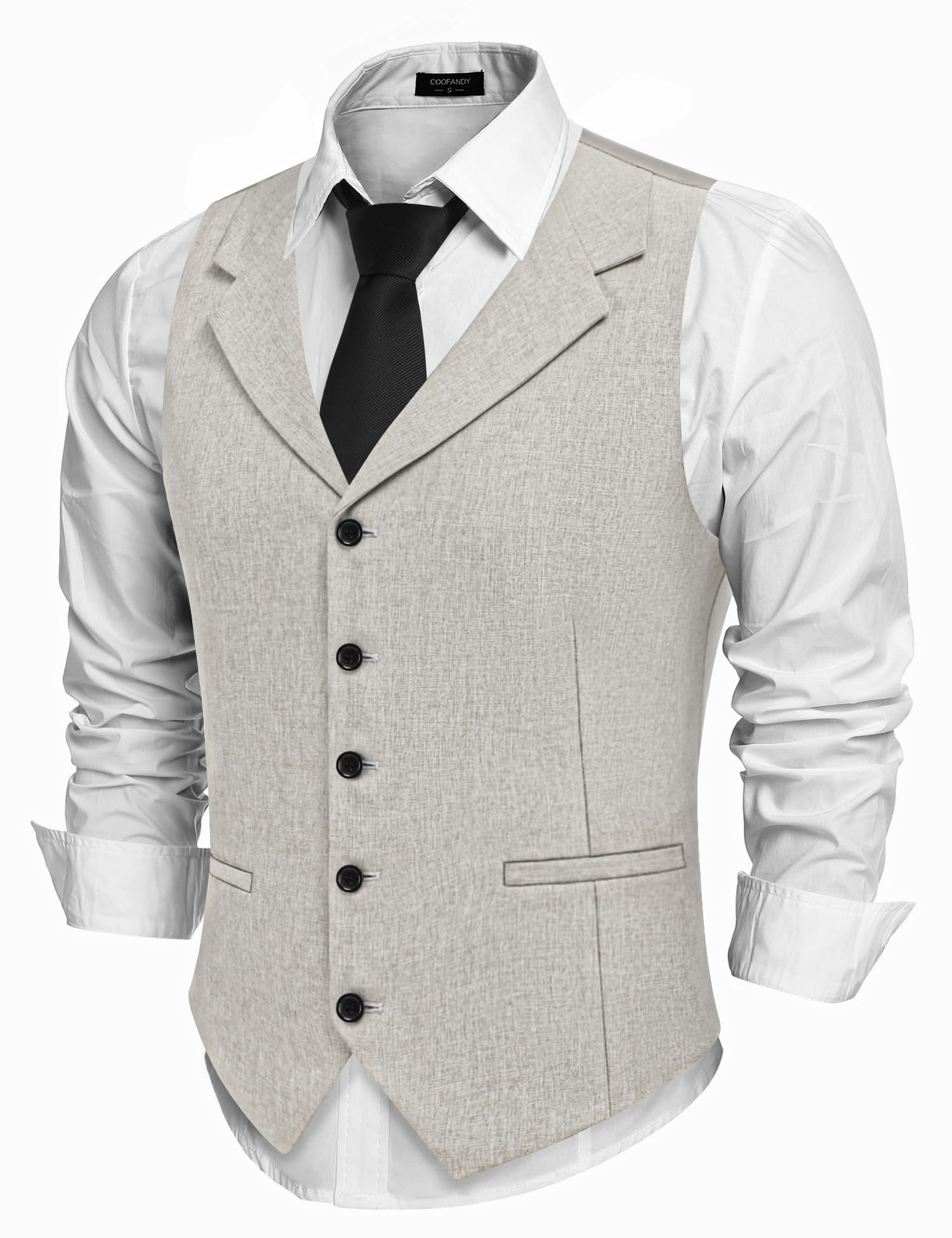Photo 1 of COOFANDY Suit Vest for Men Notch Lapel Dress Vests Slim Fit Formal Business Waistcoat, Pastel Gray, M