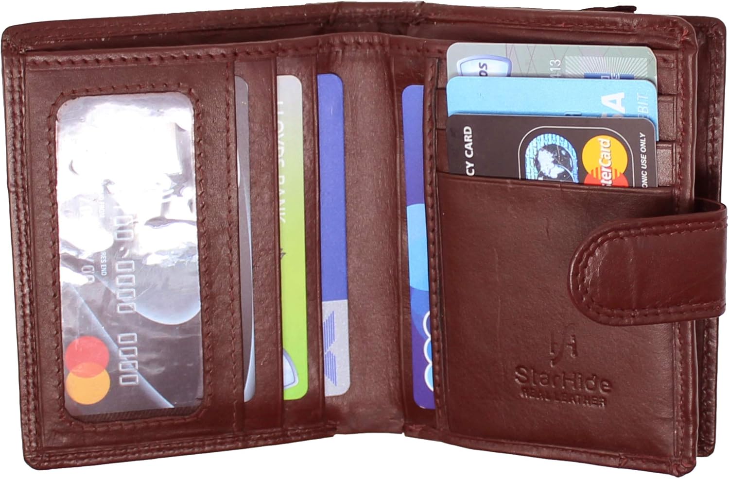 STARHIDE Mens RFID Blocking Soft Real Leather Wallet with Zip Around Coin Pouch 1080 (Brown), 11.5cm x 9.5cm - Image 3