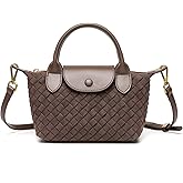 Small Top Handle Handbag Woven Suede Crossbody Bags for Women Mini Satchel Purses