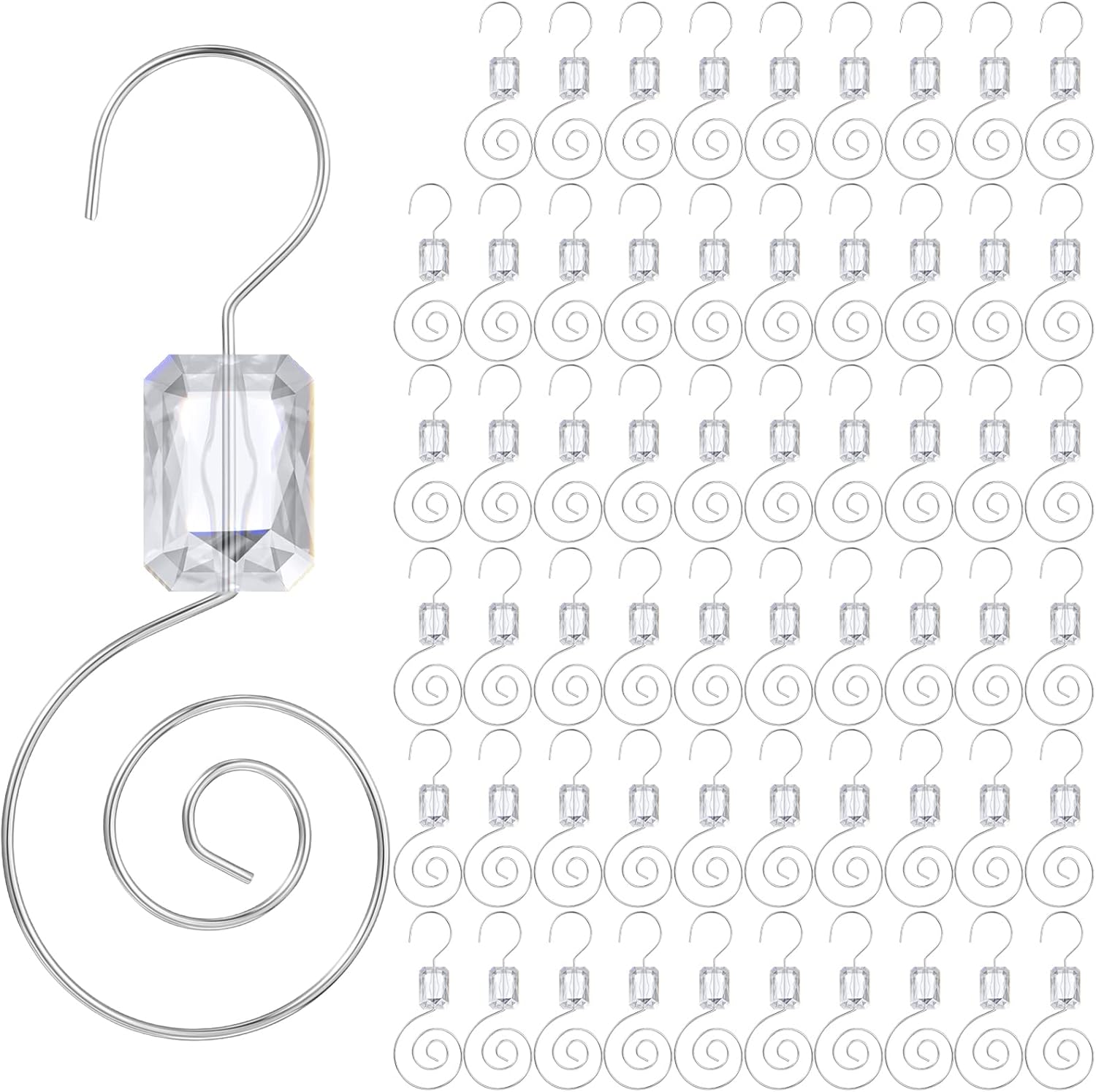 Ornament Hooks - Queekay Christmas Ornament Hooks Hangers Acrylic Wire Ornament Hook for Christmas Tree Ornament Hanger Decorative Hanging Metal Wire for Home Xmas Party Tree Decoration (60 Pieces)
