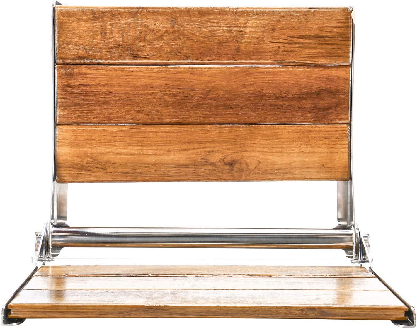Amarine-made Solid Wood Wall Mounted Folding Shower Seat or Bench - 4018S (19" x 15",Solid Wood with Stainless Steel Frame): Home Improvement