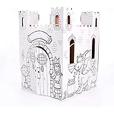 Easy Playhouse Fairy Tale Castle - Kids Art and Craft for Indoor and Outdoor Fun, Color, Draw, Doodle – Decorate and Personalize a Cardboard Fort, 32" X 32" X 43. 5" - Made in USA, Age 3+, White