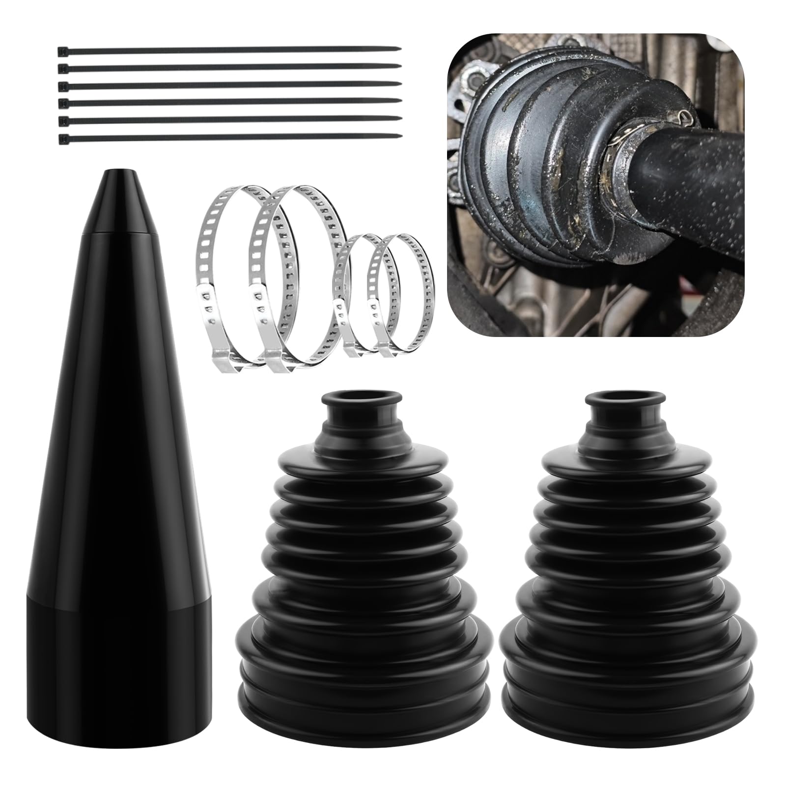 Photo 1 of ** MISSING PARTS ** CV Boot Repair Kit Includes CVs Boot Expander Tool,Soft CV Axle Boots Repair Kit for Dust Protection with Clamps,Silicone CVs Joint Boots Kits Fits 3.56"/2.96"/2.46" Calibers