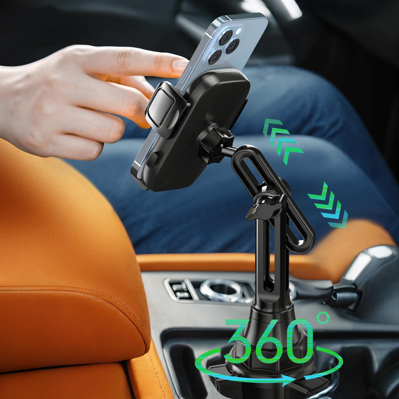 Photo 1 of Cup Phone Holders for Your car, Universal Adjustable Base and Long Neck Car Phone Mount Cradle, Cell Phone Holder Car Accessories/Trucks/Golf Cart/Treadmill for iPhone Samsung Google All 4-7 inches