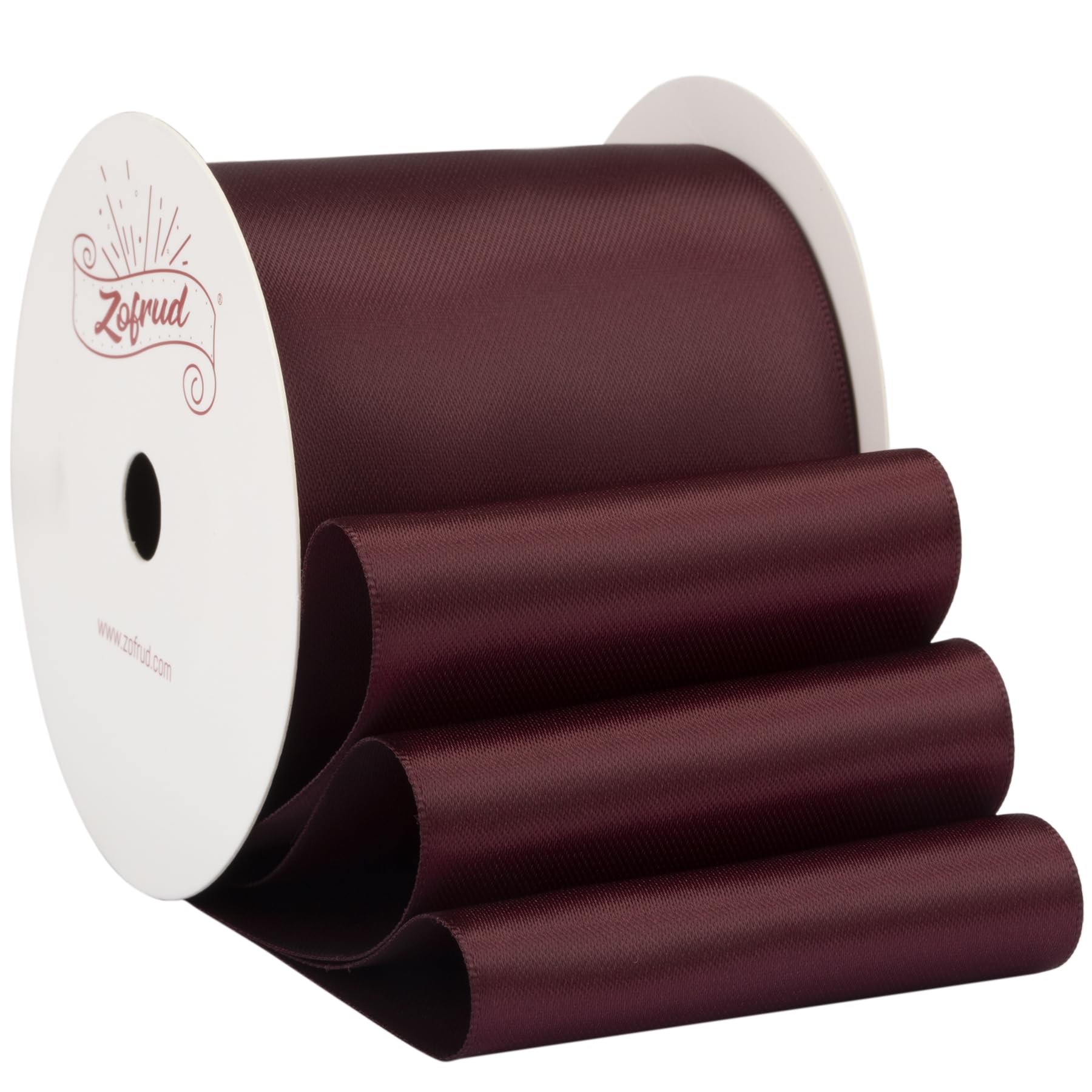 Zofrud Burgundy Satin Ribbon 63mm x 9 Meters - Large Ribbon Ideal for Bows, Gift Wrapping, Flower Bouquet, and Crafts