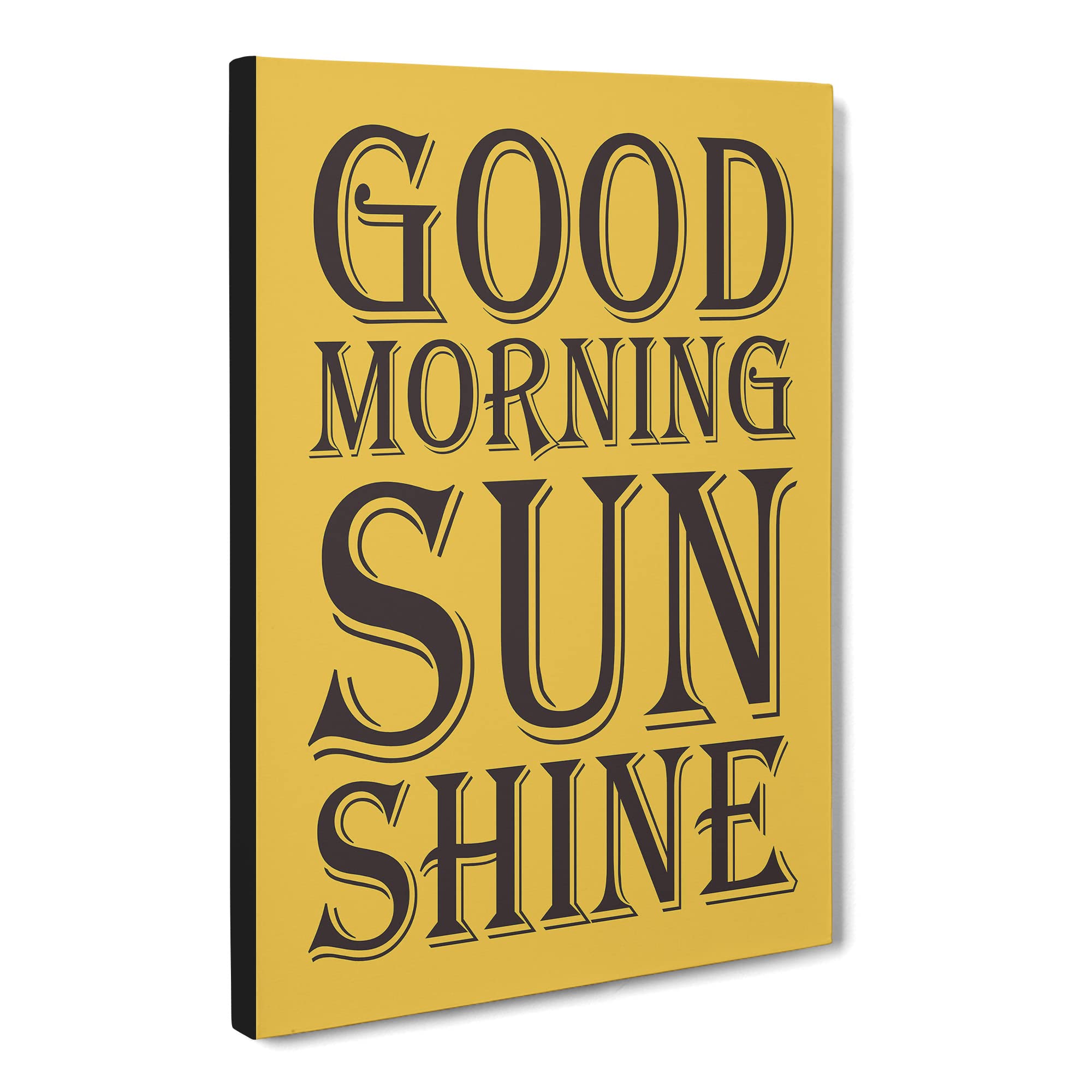 Good Morning Sunshine Typography Yellow Canvas Print | Gallery Wrapped 30mm Frame Wall Art | 20x14 inches | Ready to Hang | Modern Typography Picture | Living Room Bedroom Lounge Office