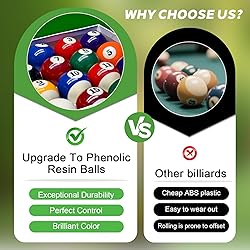 HMQQ Billiard Balls Set 2-1/4" Regulation Size Pool