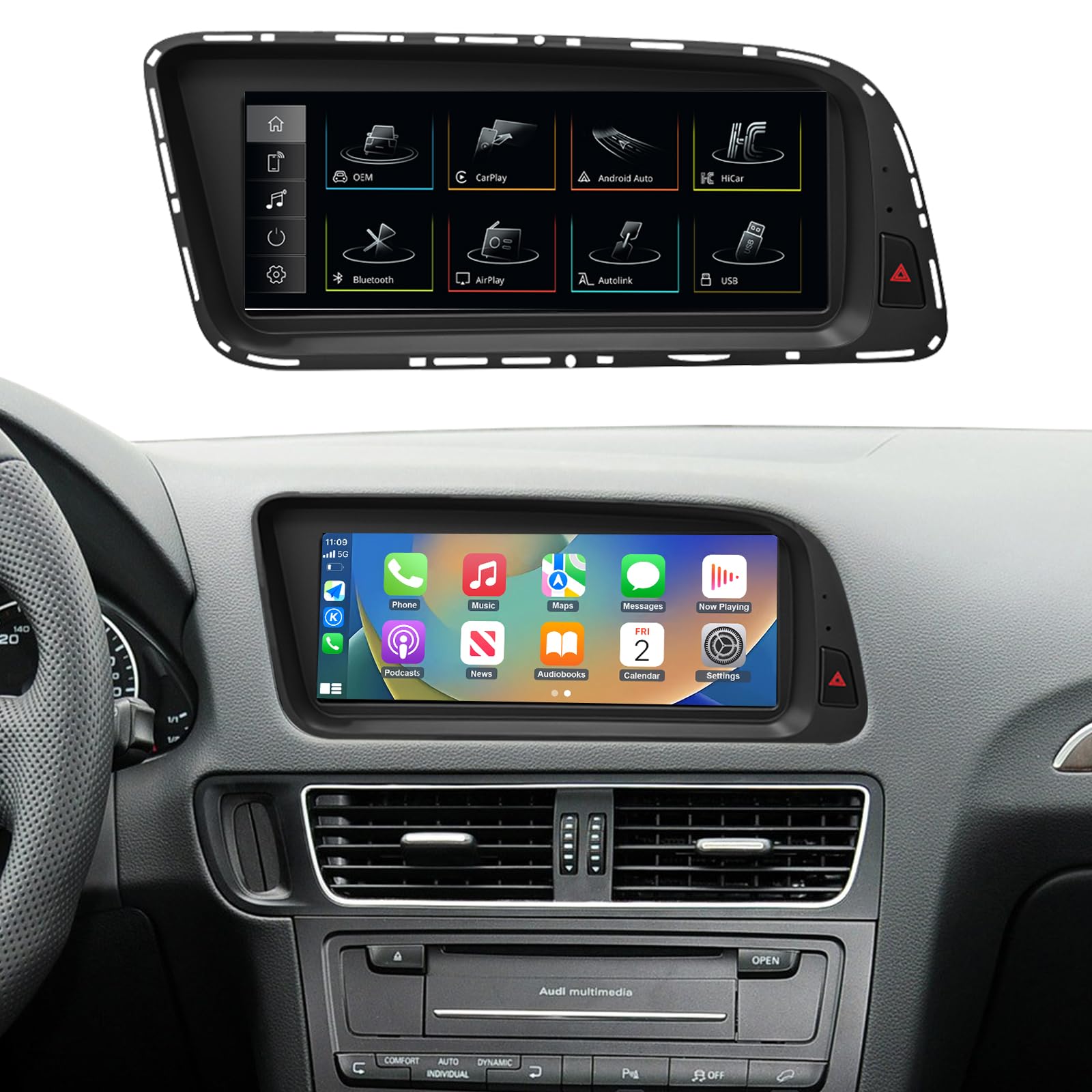 Photo 1 of NINETOM 8.9 inch Touchscreen Wireless CarPlay Android Auto Multimedia Car Radio Receiver Compatible with Audi Q5 with 3G MMI+ System (2009-2017),Support Mirrorlink, Camera, Navigation