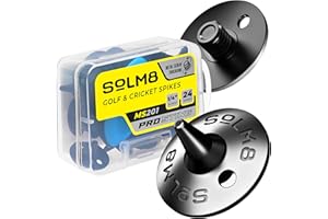 SOLM8 Metal Spikes for Golf and Cricket Shoe Spikes Replacement - 1/4 Inch 6mm Screw Type Metal Threading (Spanner Included)