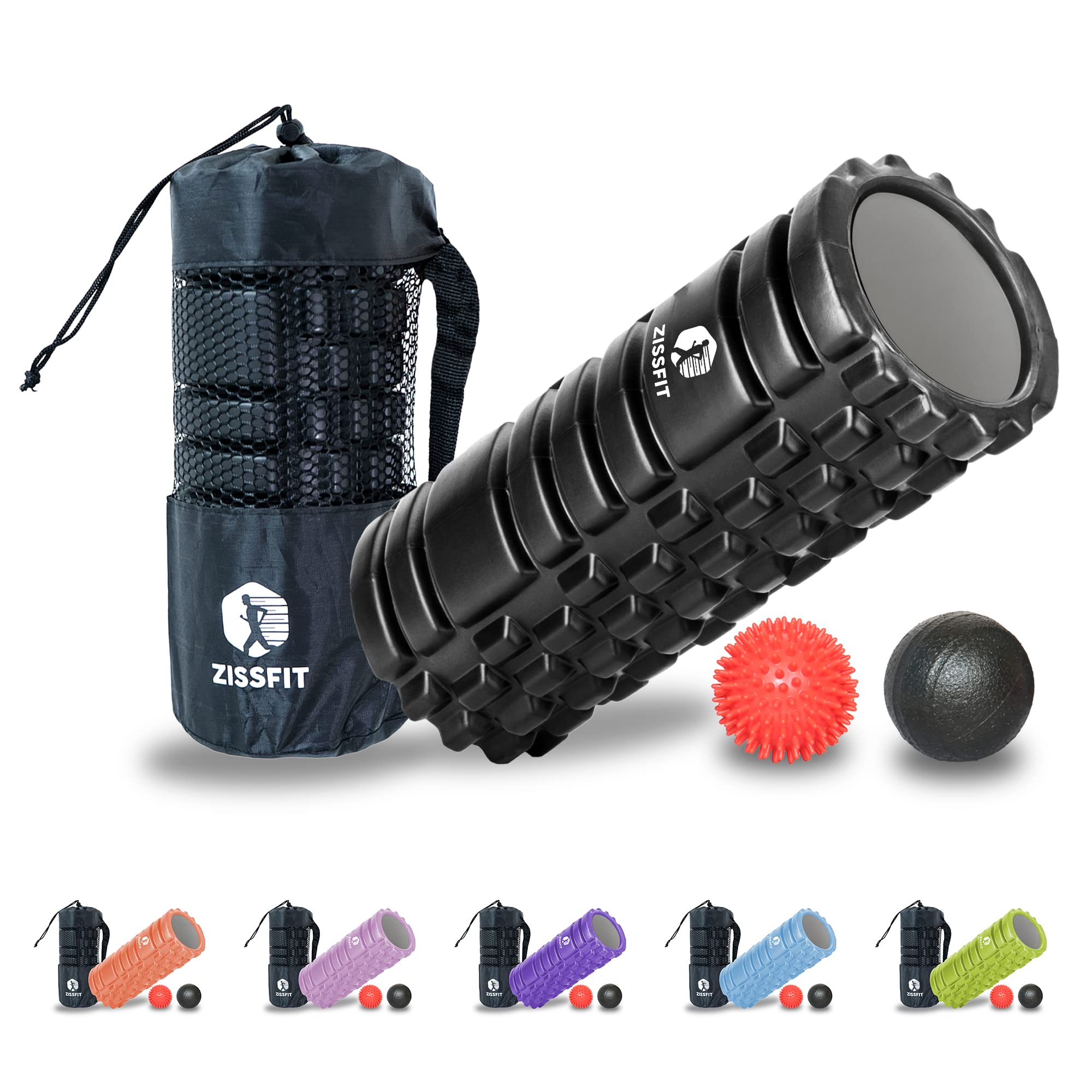 Foam Roller with Massage Balls, Back Roller for Back Pain, Muscles, and Deep Tissue Exercise, High Density EVA Material Massage Roller for Physio-Therapy, Body Fitness and Myofascial Release (Black)