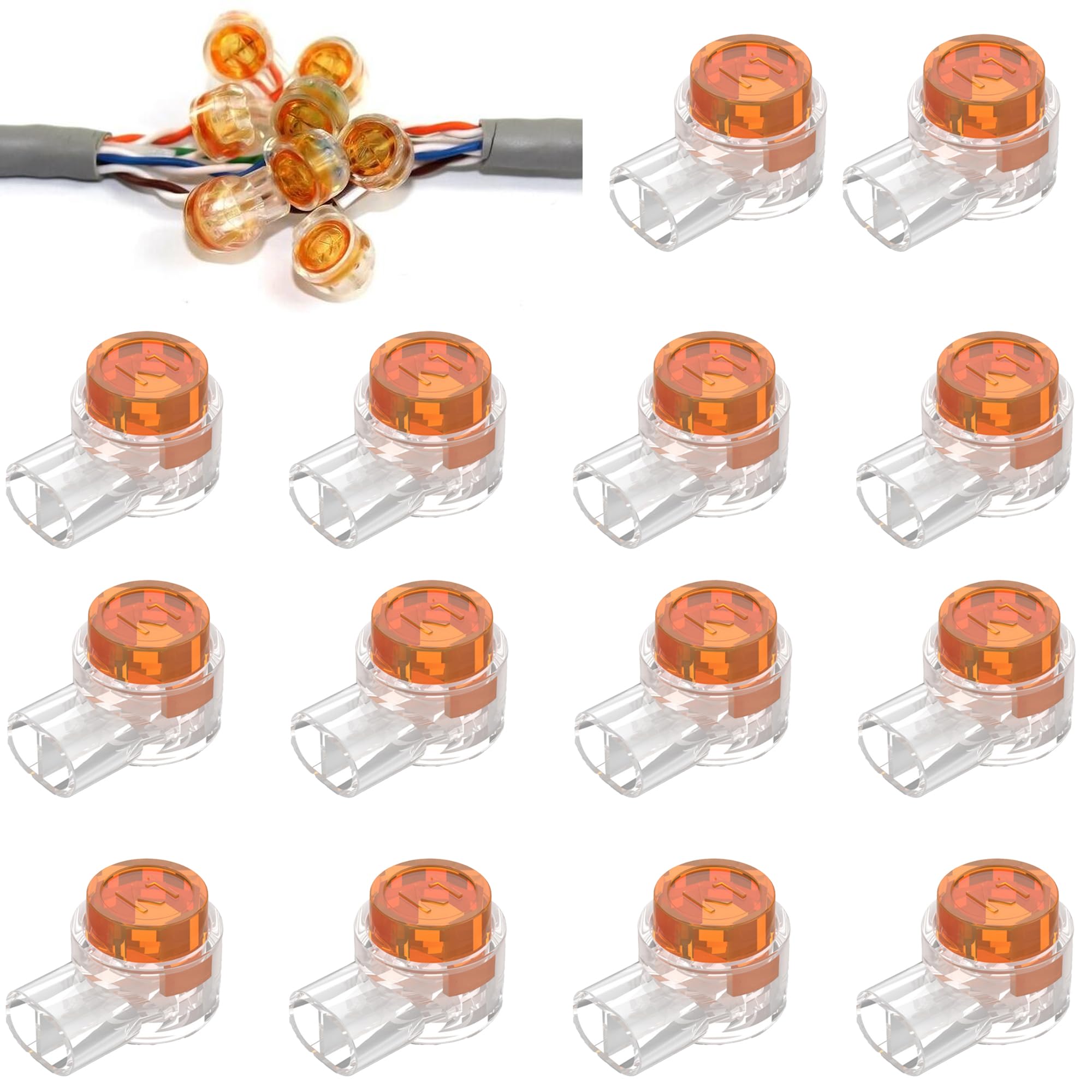 hioseyre 200 PCS K1 Gel Crimps 2 Way Splice Crimp Connectors, Brass Spade Terminals, 19-21 AWG, Black