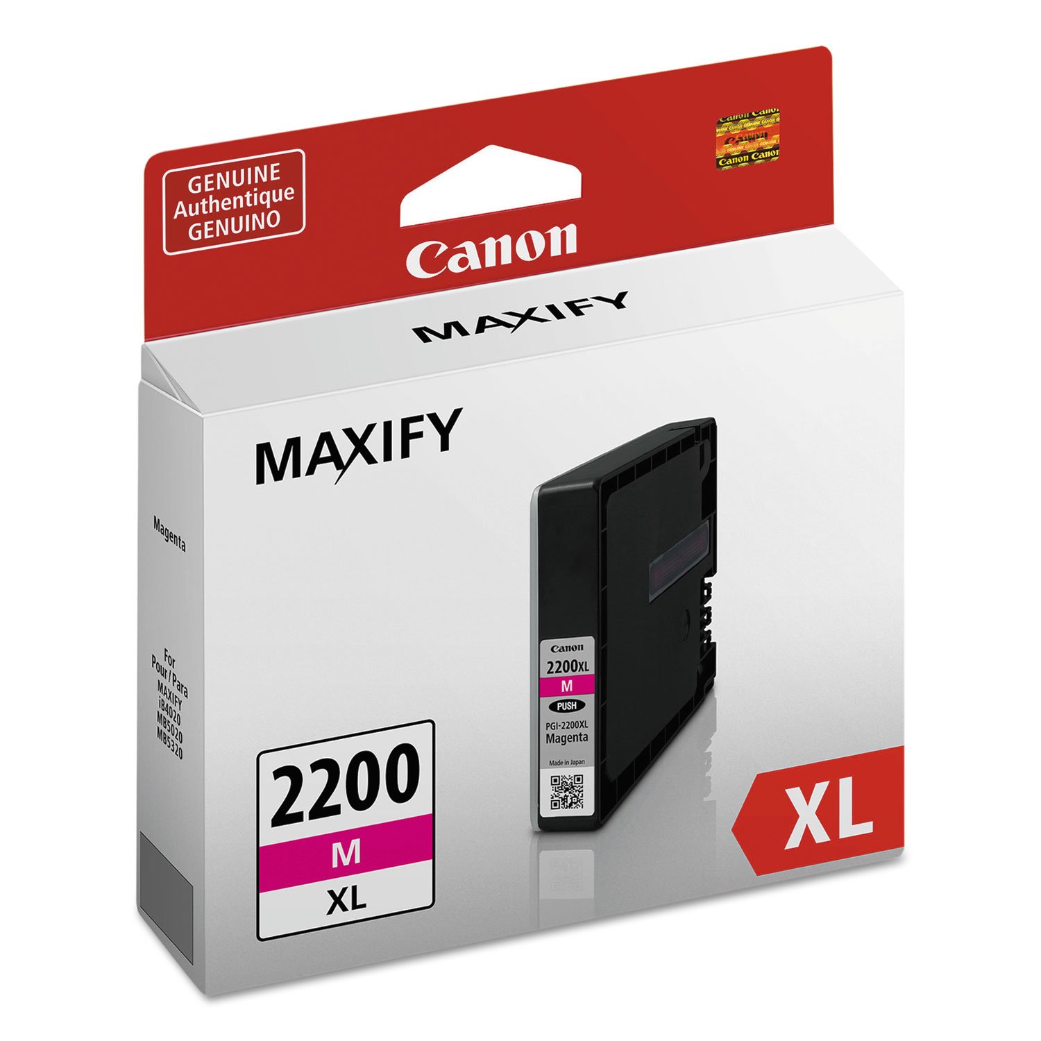 Canon PGI-2200XL Genuine Magenta Ink Tank, Compatible with IB4120, MB5420, MB5120, IB4020, MB5020, and MB5320 (Optional) Printers