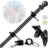 NQ 5FT Flag Pole Kit with Holder - Stainless Steel Wall Mounted Flagpole with Bracket and Flag Ring, Heavy Duty for Porch, Yard, Outdoor (Black)