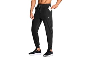 MUZEGE Men's Athletic Joggers Stretch Sweatpants with Zipper Pockets Running Workout Gym Track Golf Pants for Men
