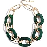 BERYOHZ Statement Chunky Acrylic Necklace for Women Thick Resin Cuban Link Collar Bold Bib Design Trendy Jewelry Gift