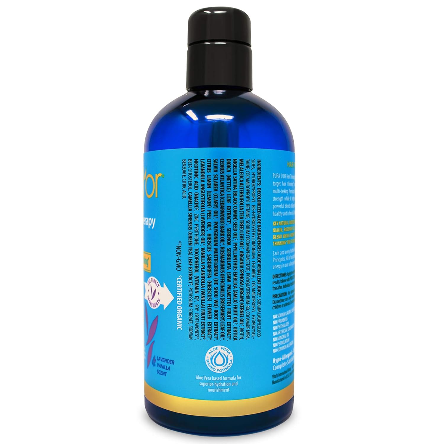PURA D'OR Hair Thinning Therapy Biotin Shampoo VANILLA LAVENDER Scent (16 oz) w/Argan Oil, Herbal DHT Blockers, Zero Sulfates, Natural Ingredients For Men & Women, All Hair Types (Packaging may vary) : Beauty