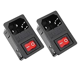 3 Pin IEC320 C14 Inlet Male Plug Power Socket Red