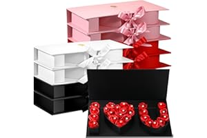 Ireer 8 Pcs Valentines Day Empty I Love You Flower Box Bulk Large I Heart U Letter Gift Box with Ribbon for Holiday Mother Wedding Bridal Rose Chocolate Packaging(Red White Pink Black)