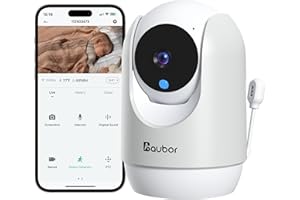 aubor 2K Smart Baby Monitor with Camera and Audio,5G/2.4G WiFi Baby Monitor with Night Vision,Temp & Humidity Sensor,Cry & Motion,2-Way Audio,Indoor Outdoor Baby Monitor with APP-Grey