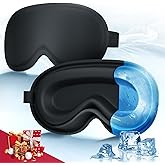 3D Cooling Gel Eye Mask - Reusable Cold Sleep Mask, Eyes Ice Pack with Hot & Cold Compress Therapy for Puffiness, Dark Circles, Dry Eyes, Headaches and Stress Relief (Black,1 Pack)