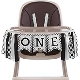 XLIUAX 1st Birthday High Chair Banner, Black White Race Car Birthday Banners, One Highchair Banner Tassel, First Birthdays Photo Prop Boy Racing Theme Decoration