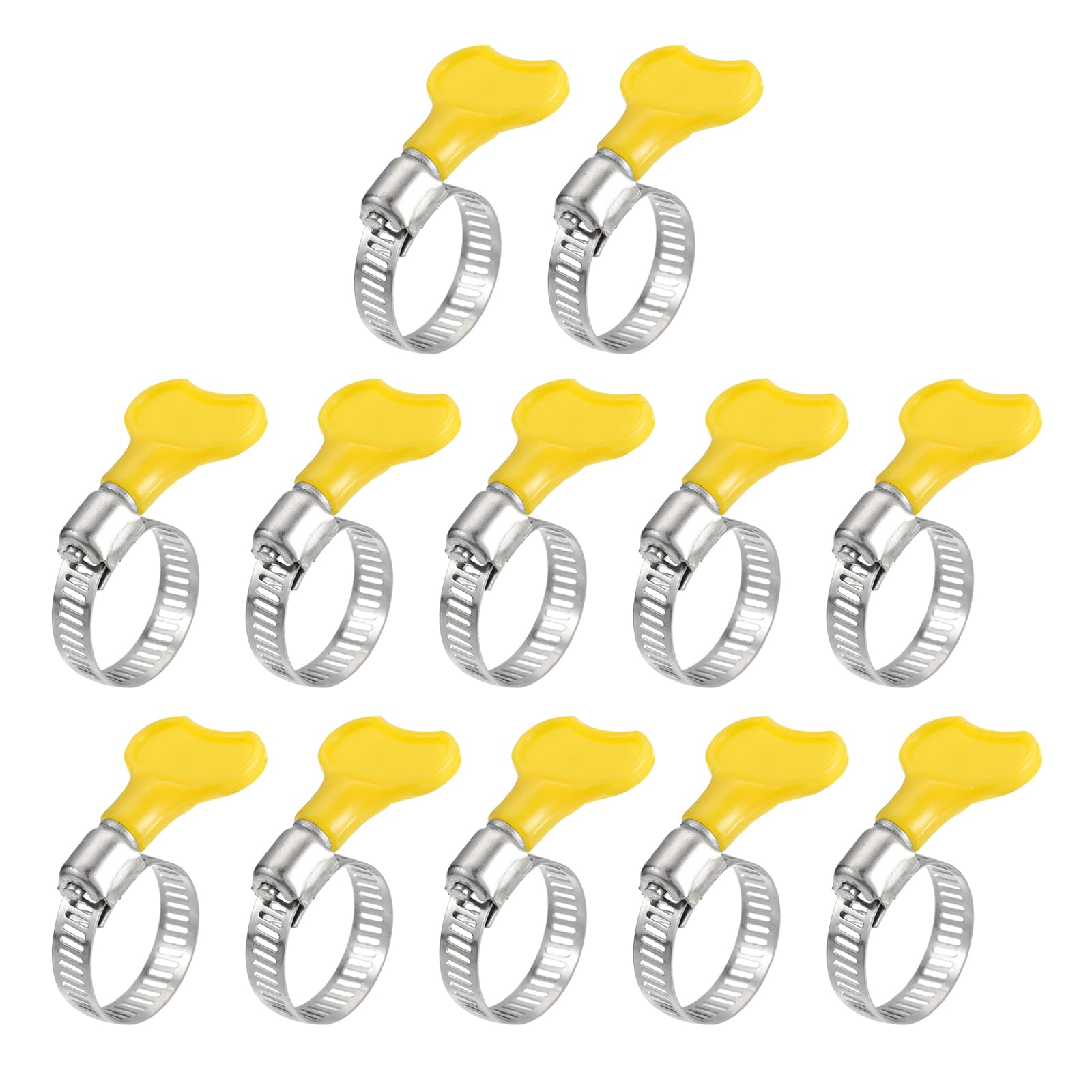 uxcell Worm Gear Hose Clamp, 12pcs 5/8" - 1" Key Type Adjustable Stainless Steel Hose Clamps with Plastic Handle for Securing Hose