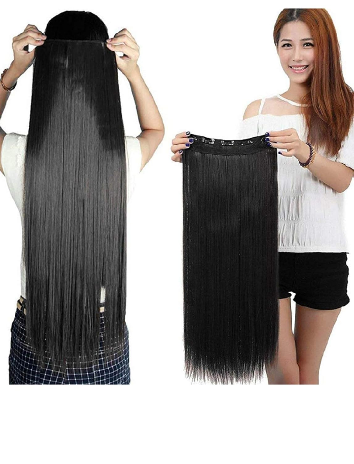 Alizz Smooth Silky Long Straight Hair 24inch Black Easy To Use