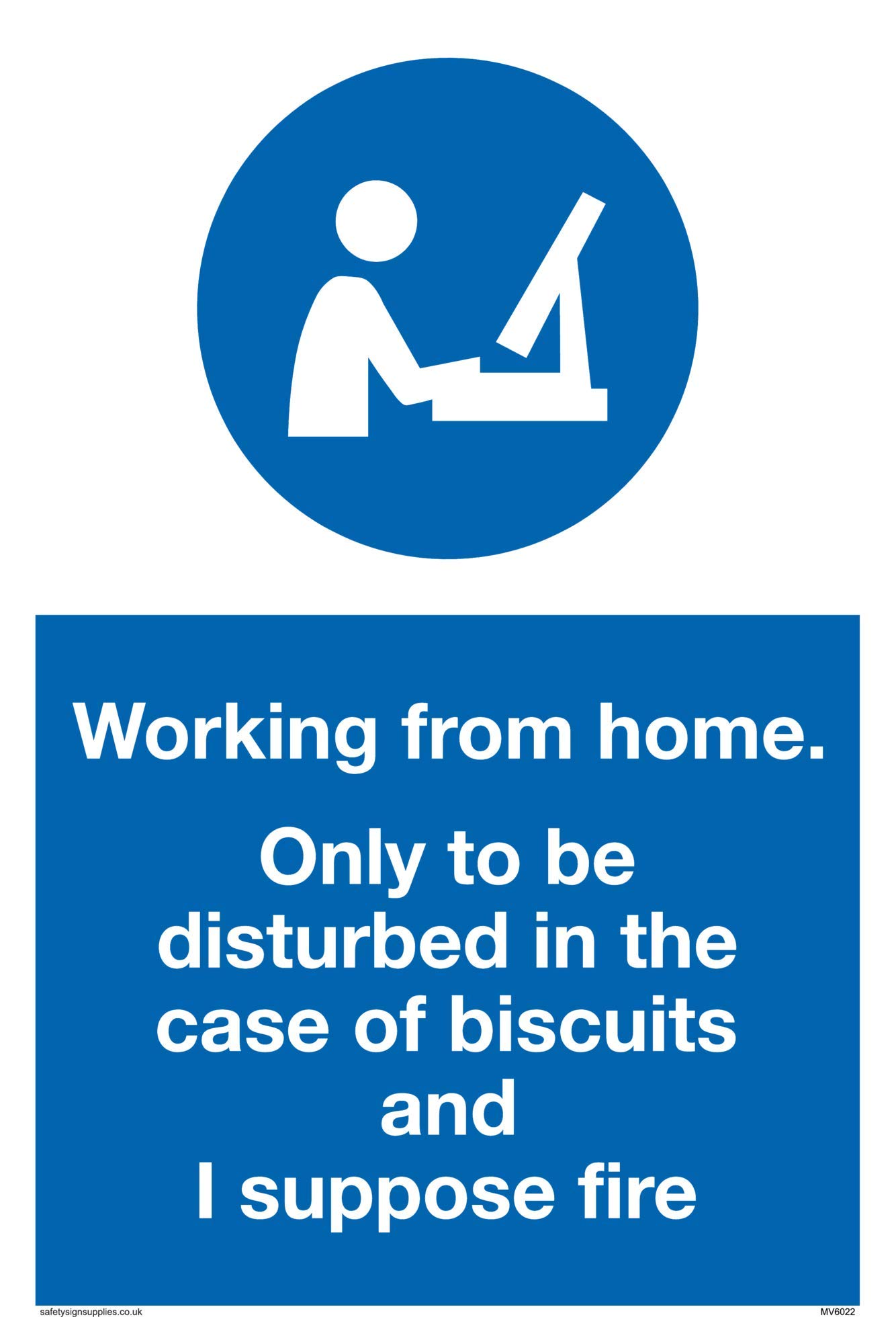 Working from home. Only to be disturbed in the case of biscuits and I suppose fire