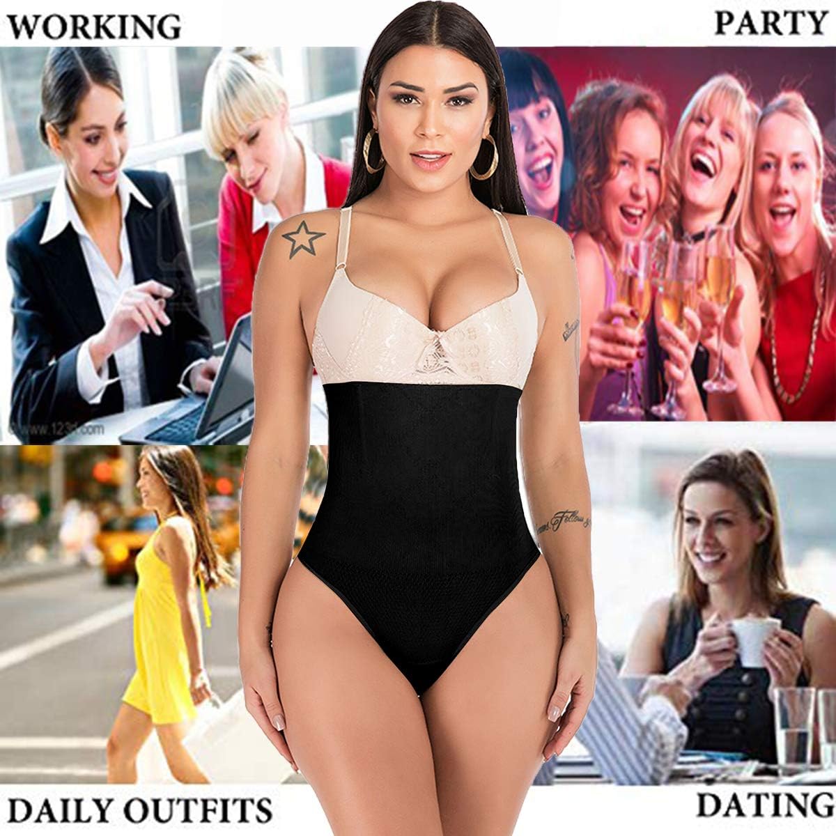 Hioffer 328 Women Waist Cincher Girdle Tummy Slimmer Sexy Thong Panty Shapewear at  Women’s Clothing store