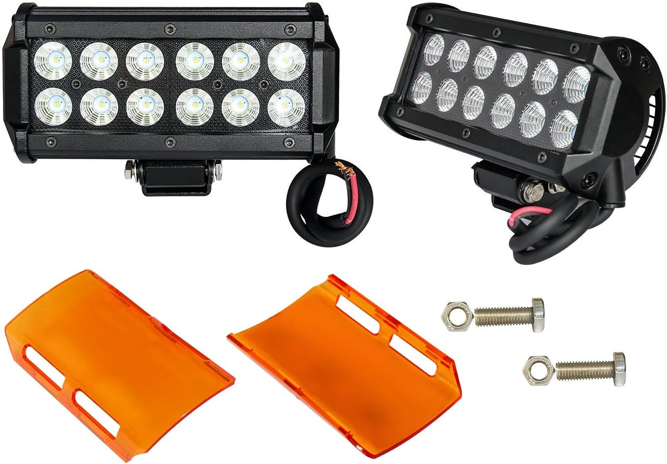 LED Cube lights, Offroad Town 2pcs 7'' 36W Flood LED Work Light 12v Off Road driving light bar Unique Panel Design CREE LED Pods With 2pcs Amber Covers for Jeep Cabin Boat SUV Truck Car ATV