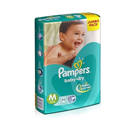 Pampers Baby Dry Diapers, Medium (66 Count)