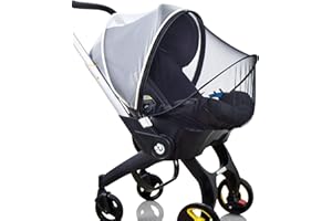 Sysmie Car Seat Mosquito Net Cover, Mosquito Net for Stroller, Sun Shade for Strollers Easy to Open and ClosDouble Zipper Design, Easy Use for Strollers, Car seat,Bassinet,Cradle (Black/White)