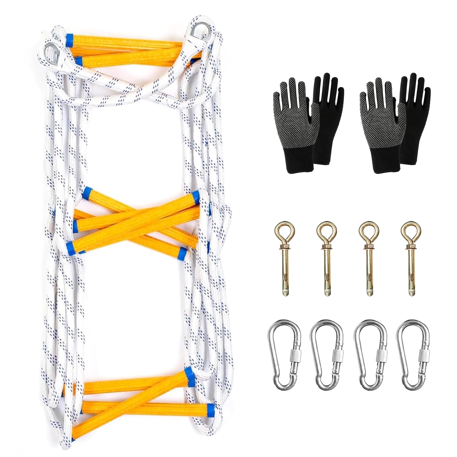 Fire Escape Rope Ladder, Emergency Safety Portable Climbing Rescue Rope, Multi-purpose Soft Nylon Evacuation Ladder, for 2-3 Story Home Window Balcony Railing Treehouse External (5M / 16 FT)