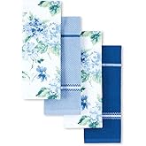 Martha Stewart Amber Floral Kitchen Towel Set 4-Pack, Blue/Green, 16"x28"