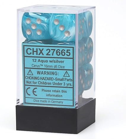 D6 16mm Aqua w/Silver (12)