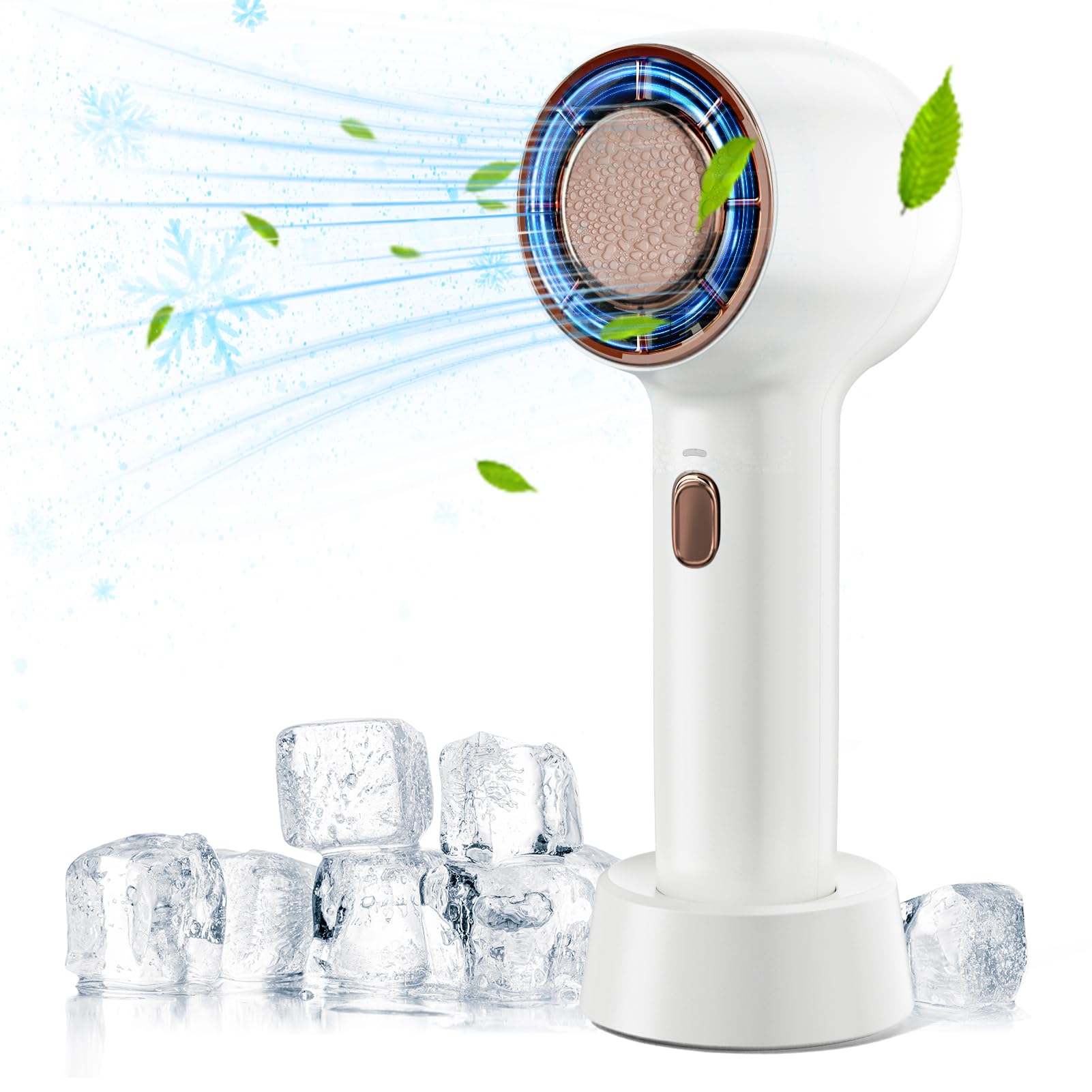 kinkaivy Portable USB Fan, Handheld Electric Fan, Cooling Function, Contact Cold Sensation, Large Capacity, Strong Wind, 3-Speed Air Volume, Silent, Heat Impact Prevention