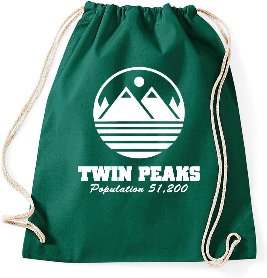 Twin Peaks Logo David Lynch Gymsack Drawstring Rucksack Sportsbag Gym Bag Hipster Slogan Quotes, flaschengrün