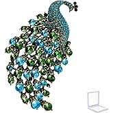 Rhinestone Peacock Brooch Pin for Women Girls Crystal Bird Animal Brooches Lapel Pins Dress Accessories Wedding Mother's Day Birthday Jewelry Gift
