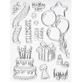 PATIKIL Transparent Silicone Stamps, 1 Pcs T2019 Happy Birthday Balloon Cake Clear Stamps for Card Making Decoration DIY Scrapbooking Embossing Album Decor Craft, Clear