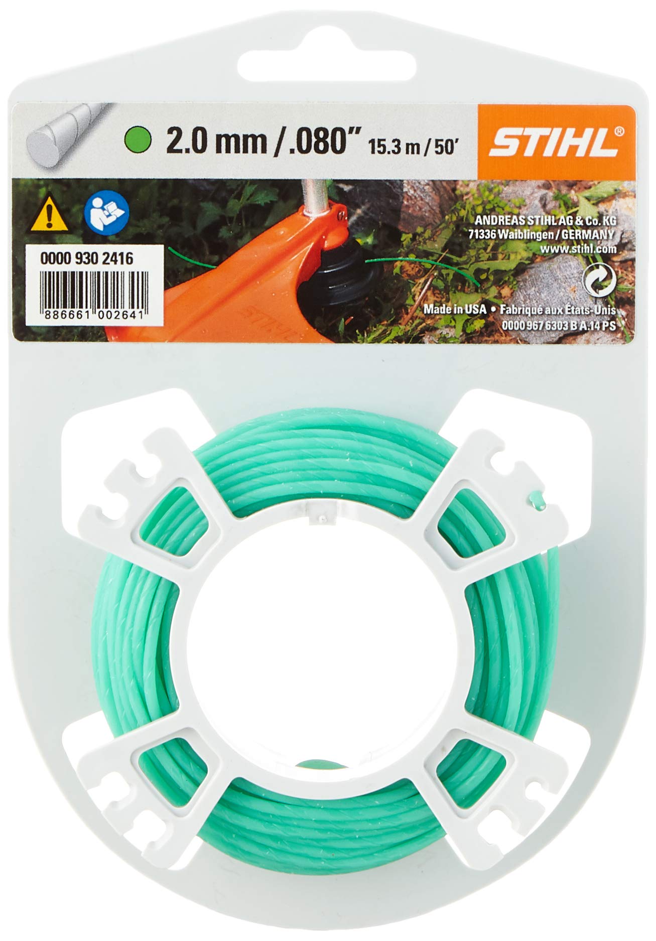 Stihl 9302416 Round and Quiet Roller 1.6 mm .065 Inches m Mowing Lines Green