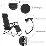 Aspect Zero Gravity Chairs Set of 2 Sun Loungers Folding with Cup Holder Black view 4